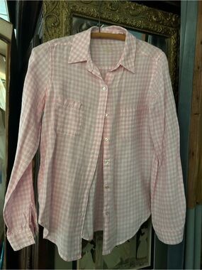 Lilly Pulitzer Pink and White Gingham Button Shirt